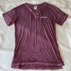 PINK Branded, Pink Lace Up Tee